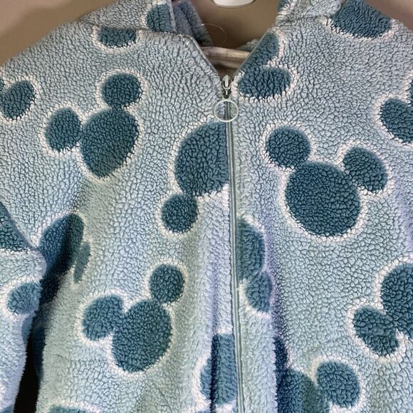Disney Womens Mickey Mouse Fleece Lounge Cozy Hoodie Green Full Zip Extra Small - Picture 2 of 16
